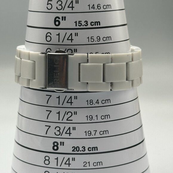 3/$30 Relic Watch Women Crystal Bezel Day Date 37MM Round Dial New Battery 7.25" - Picture 9 of 12